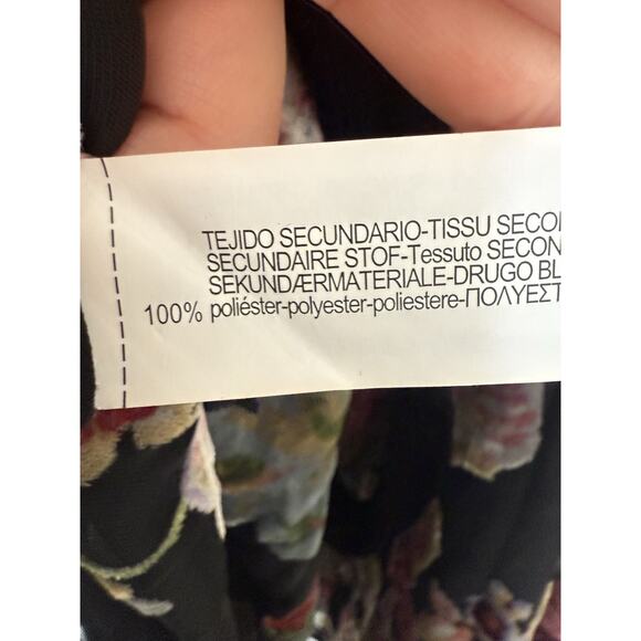 ZARA Devore Floral Burnout Velvet Mini Dress Tie Waist XS Whimsigoth Romantic - Picture 15 of 15